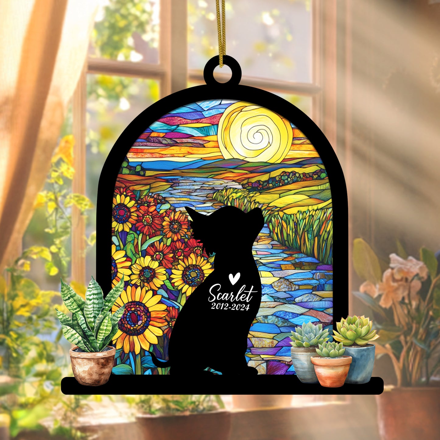 Netecom Personalized Chihuahua Memorial Suncatcher, Custom Chihuahua Ornament with Name Date, Dog Loss Sympathy Gift, Pet Loss Remembrance Gifts, Bereavement Gifts for Loss of Pet, Passing Away Gifts