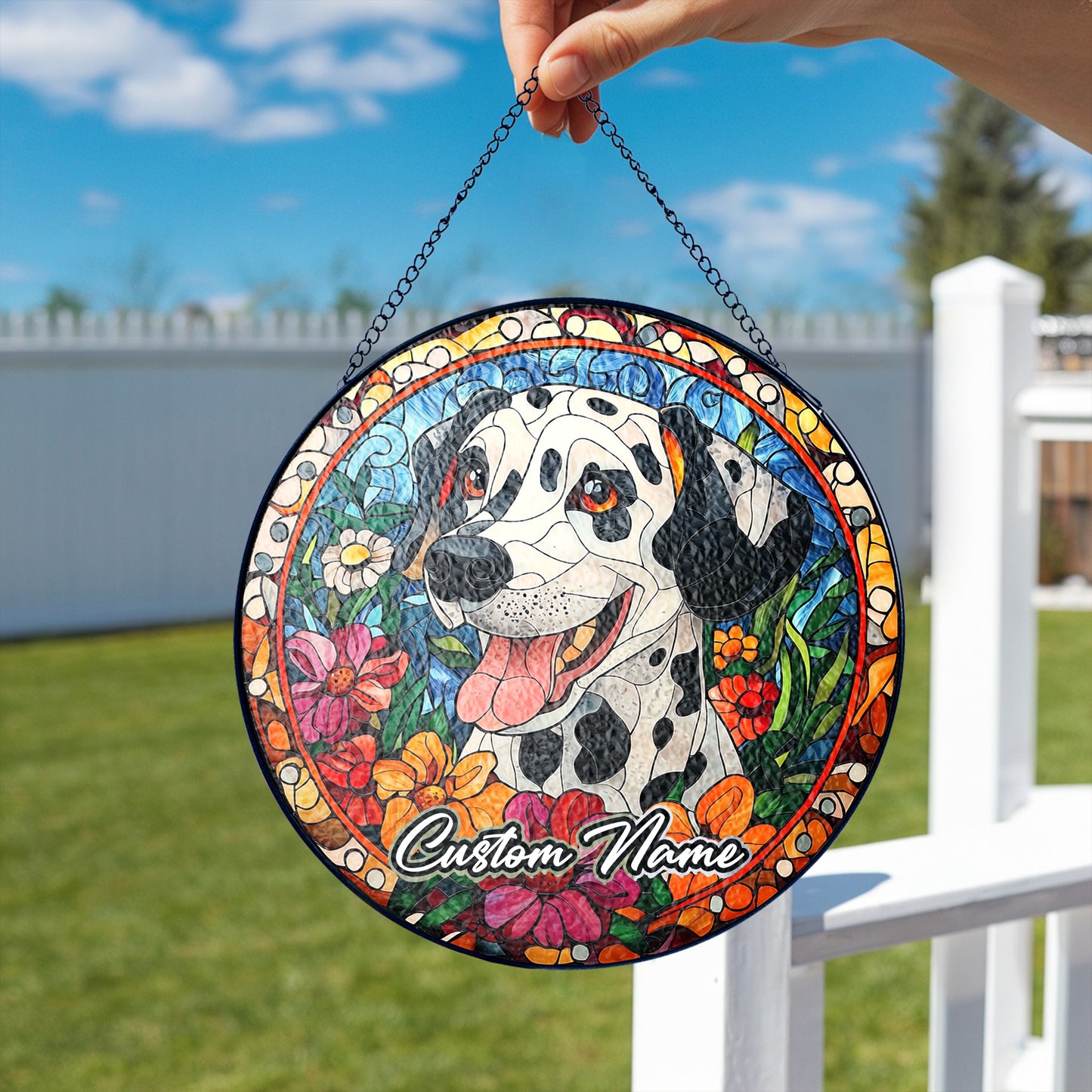 Netecom Personalized Dalmatian Dog Ornament, Custom Memorial Suncatcher, Pet Loss Remembrance Gift, Christmas Decoration