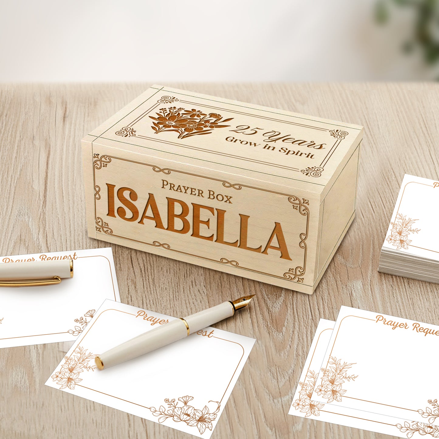 Netecom Personalized Birthday Prayer Box with Custom Name & Age, Christian Birthday Gift with Cross and 100 Prayer Request Cards, Faith Keepsake Grow in Spirit