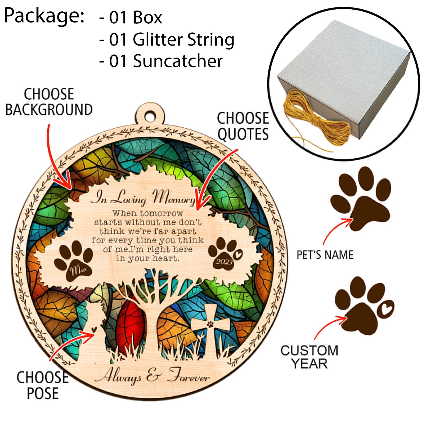 Netecom Personalized Schnauzer Memorial Suncatcher, Schnauzer Dog Memorial Gift with Name Date, Pet Loss Light Catcher, Bereavement Gift Dog Memorial Ornament Loss of Pet Sympathy Gift for Dog Lover