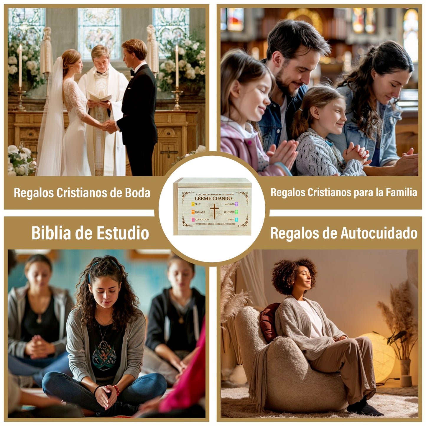 Netecom Spanish Bible Verse Box en Español with Prayer Cross, Caja de Versículos Bíblicos en Español, Regalos Cristianos, 150 Upgrade Bible Verse Cards Box Set for Emotions and Feelings