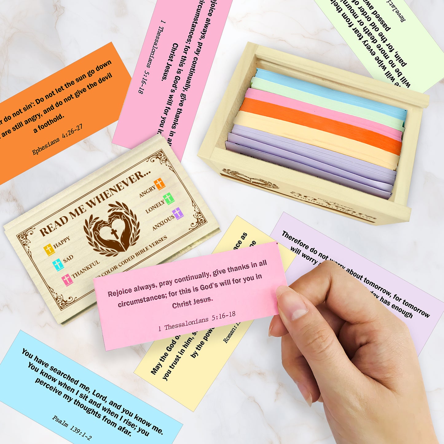 Netecom Personalized Bible Verse Box for 30 Years Birthday, Custom Name & Age, Engraved Wood Scripture Box with Pocket Cross, 150 Daily Bible Verse Cards, Christian Birthday Gift