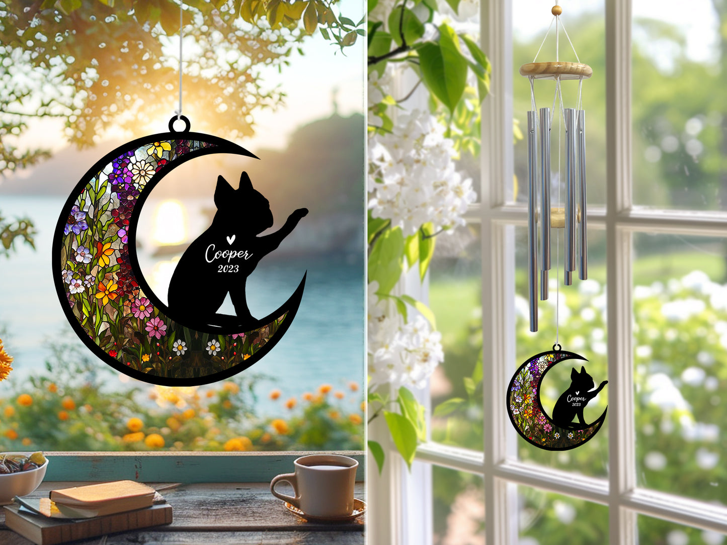 Netecom Boston Terrier Dog Wind Chimes Memorial, Personalized Pet Memorial Windchime for Bostie Dog, Loss of Pet Remembrance Gift, Sympathy Wind Chimes Garden Decor, Dog Passing Away Gifts