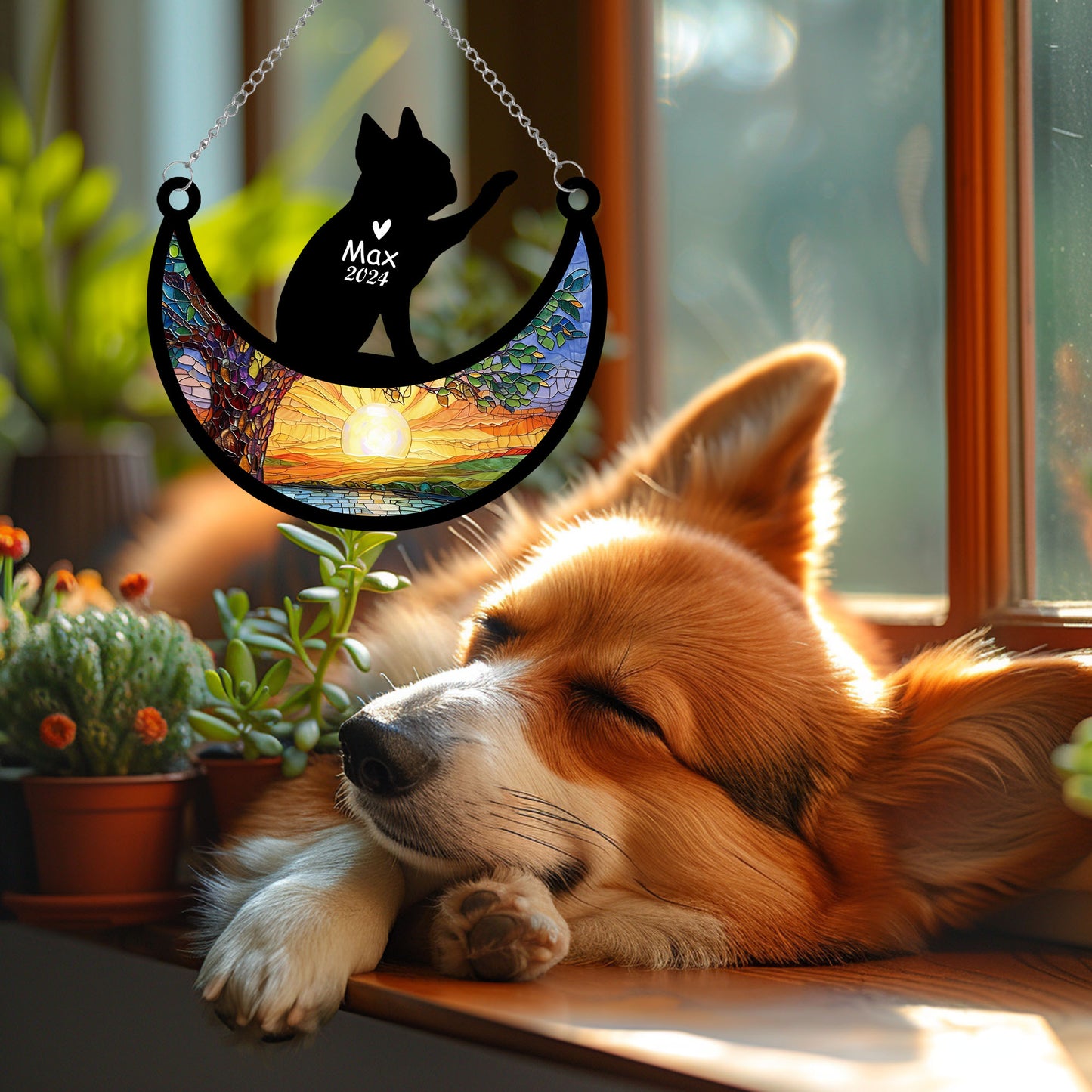 Netecom Personalized Boston Terrier Memorial Suncatcher, Custom Bostie Dog Ornament with Name Date, Dog Loss Sympathy Gift, Pet Loss Remembrance Gifts, Bereavement Gifts for Loss of Pet, Dog Grief Gift