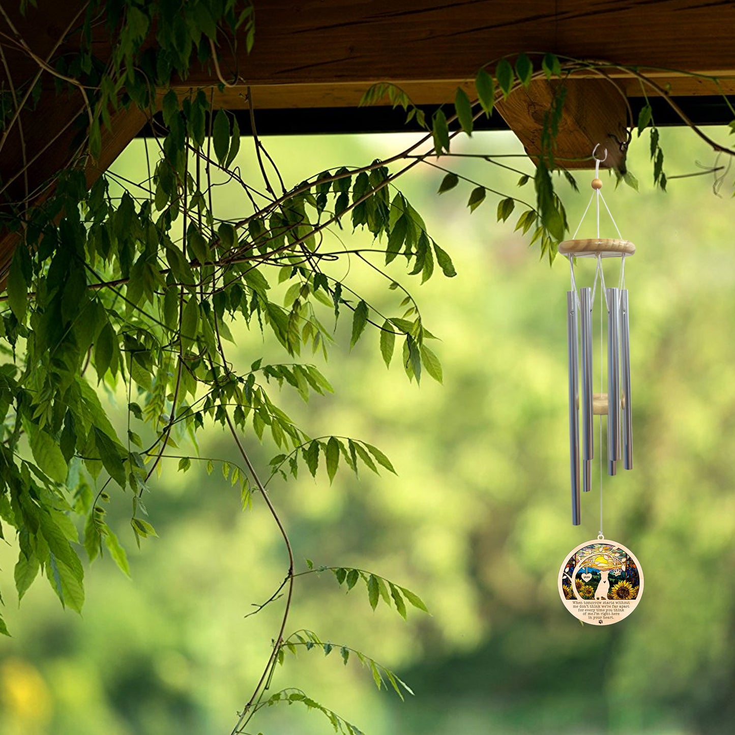 Netecom Staffordshire Bull Terrier Dog Wind Chimes Memorial, Personalized Pet Memorial for Dogs Suncatcher, Dog Loss Memorial Ornament, Sympathy Windchime Outside Garden Decor, Loss of Pet Remembrance Gift