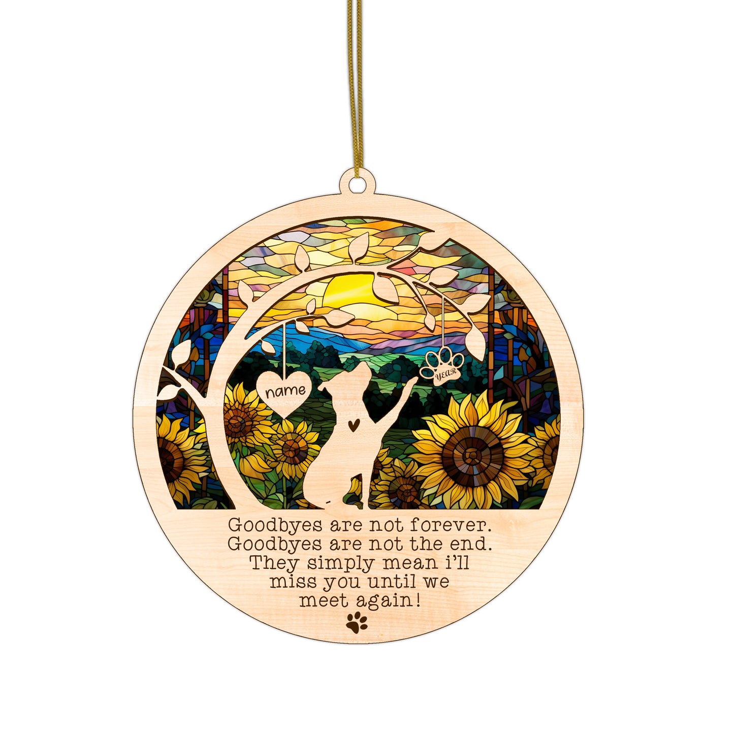 Netecom Personalized Pitbull Memorial Suncatcher Pitbull Christmas Ornament with Name Date, Pet Loss Sun Catcher Dog Memorial Ornament Loss of Pet Sympathy Gift Dog Bereavement Gift