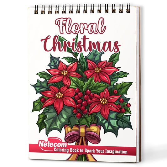 Netecom Floral Christmas Coloring Book For Adults