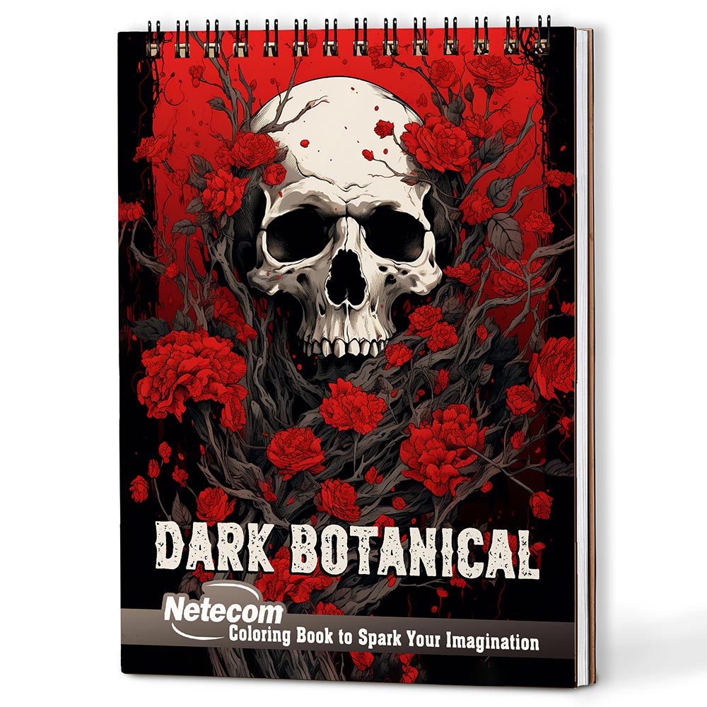 Netecom Dark Botanical Coloring Book For Adults