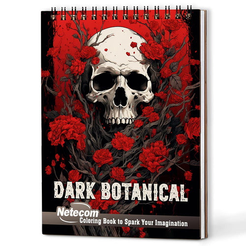 Netecom Dark Botanical Coloring Book For Adults