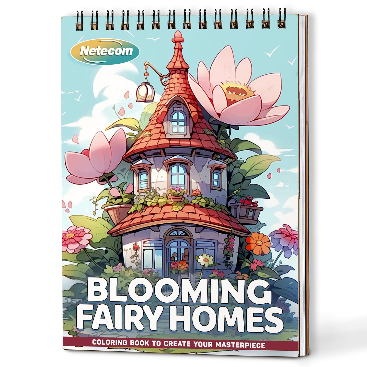 Netecom Blooming Fairy Homes Coloring Book For Adults