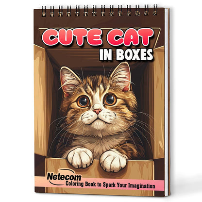 Netecom Cute Cat in Boxes Coloring Book For Adults