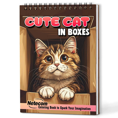Netecom Cute Cat in Boxes Coloring Book For Adults