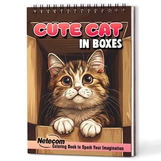 Netecom Cute Cat in Boxes Coloring Book For Adults