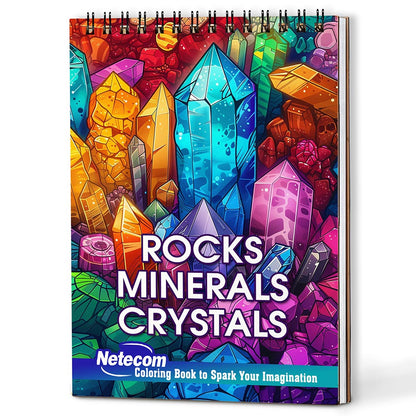 Netecom Rocks, Minerals & Crystals Coloring Book For Adults