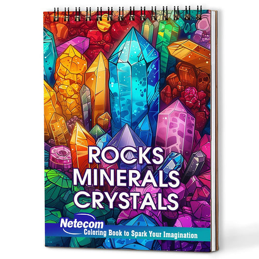Netecom Rocks, Minerals & Crystals Coloring Book For Adults