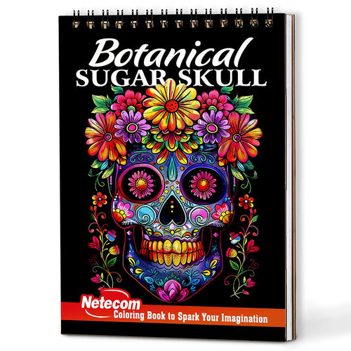 Netecom Botanical Sugar Skull Coloring Book For Adults