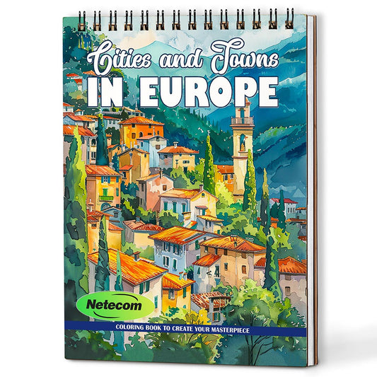 Netecom Cities and Towns In Europe Coloring Book For Adults