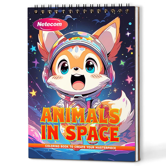 Animals In Space Coloring Book For Adults