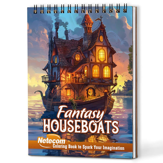Netecom Fantasy Houseboats Coloring Book For Adults
