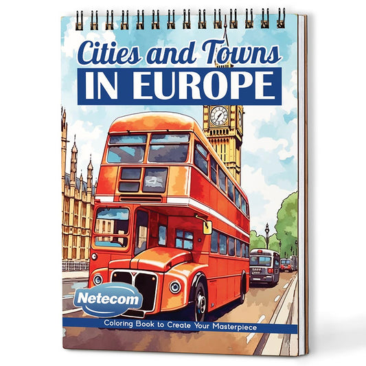 Netecom Cities and Towns In Europe Coloring Book For Adults