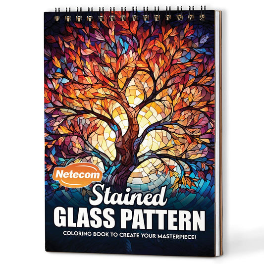 Netecom Stained Glass Pattern Coloring Book For Adults