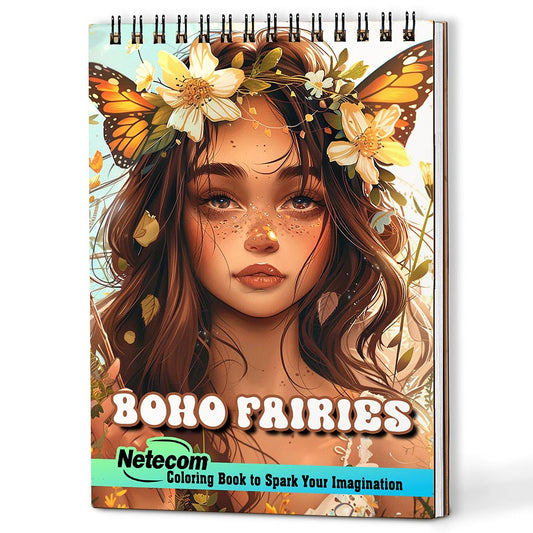 Netecom Boho Fairies Coloring Book For Adults