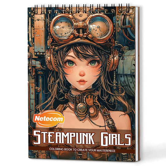 Netecom Steampunk Girls Coloring Book For Adults