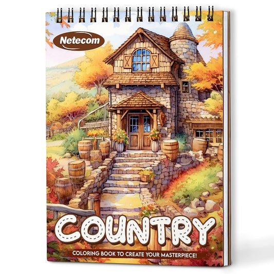 Netecom Country Coloring Book For Adults