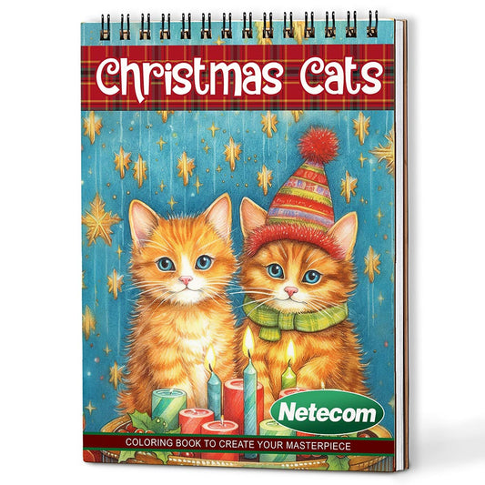 Netecom Christmas Cats Coloring Book For Adults