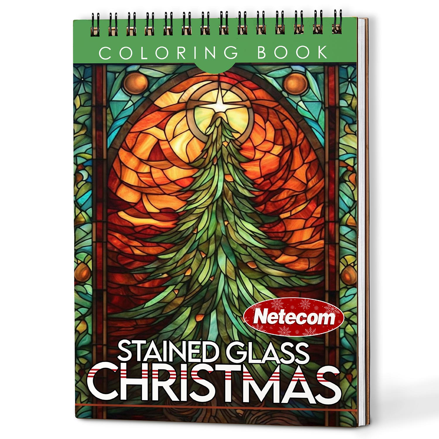 Netecom Christmas Stained Glass Coloring Book For Adults