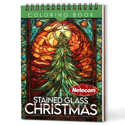 Netecom Christmas Stained Glass Coloring Book For Adults
