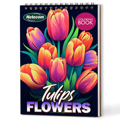 Netecom Tulips Flowers Coloring Book For Adults