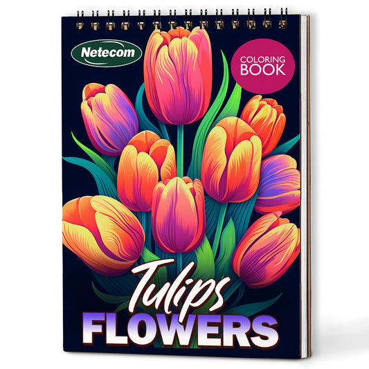 Netecom Tulips Flowers Coloring Book For Adults