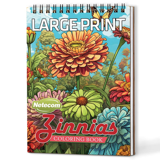 Netecom Large Print Zinnias Coloring Book For Adults