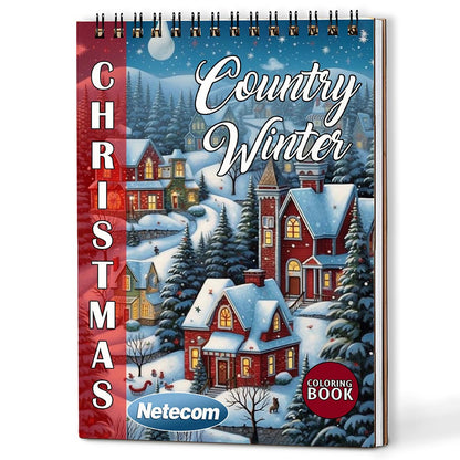 Netecom Christmas Country Winter Coloring Book For Adults