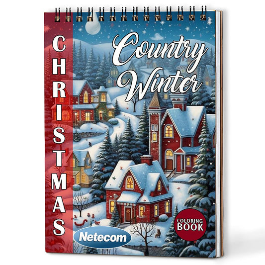 Netecom Christmas Country Winter Coloring Book For Adults