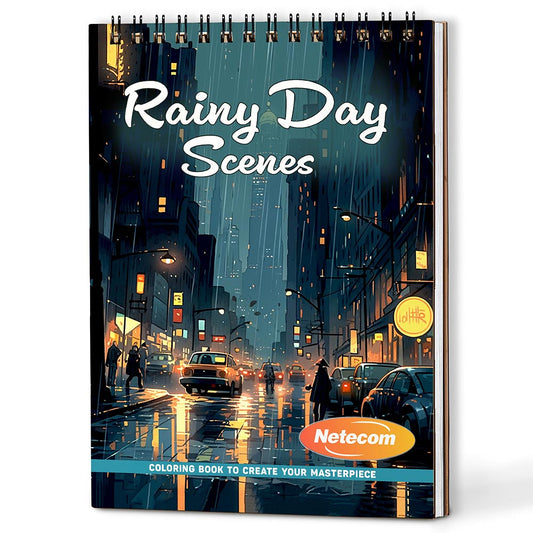 Rainy Day Scenes Coloring Book For Adults