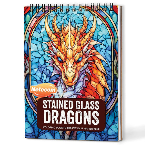 Netecom Stained Glass Dragons Coloring Book For Adults