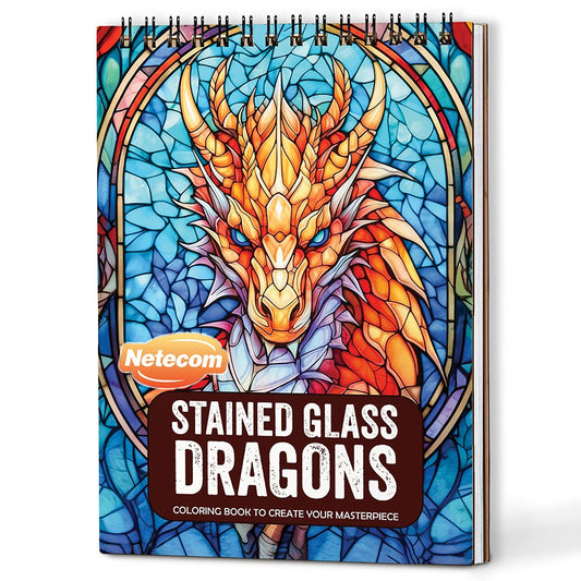 Netecom Stained Glass Dragons Coloring Book For Adults