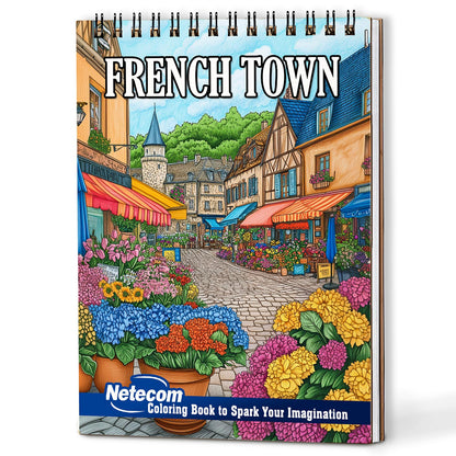 Netecom French Town Coloring Book For Adults