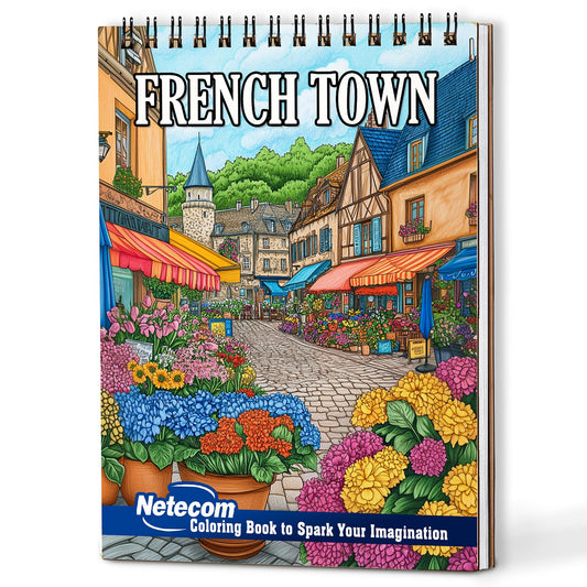 Netecom French Town Coloring Book For Adults