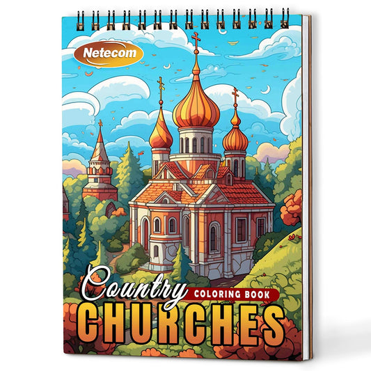 Netecom Country Churches Coloring Book For Adults