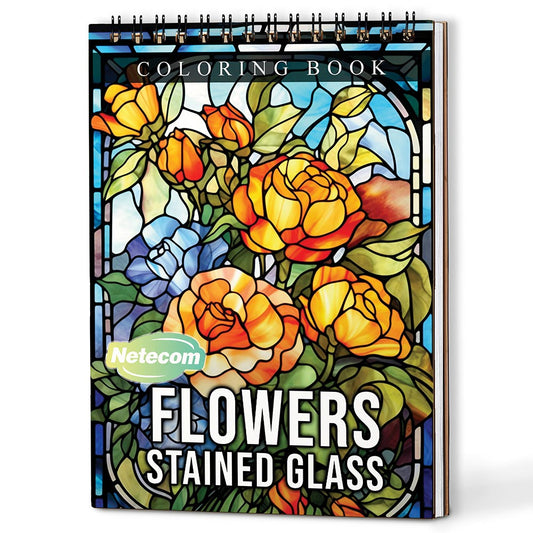Netecom Flowers Stained Glass Coloring Book For Adults