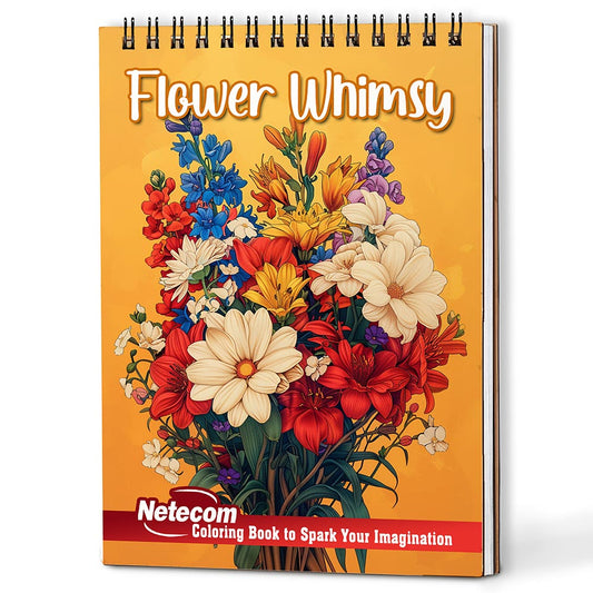 Netecom Flower Whimsy Coloring Book For Adults