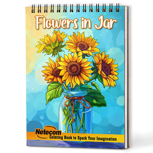 Netecom Flowers in Jar Coloring Book For Adults