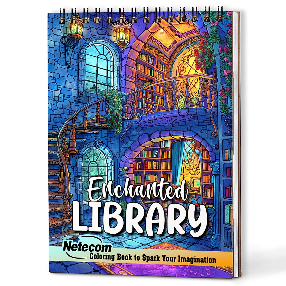 Netecom Enchanted Library Coloring Book For Adults