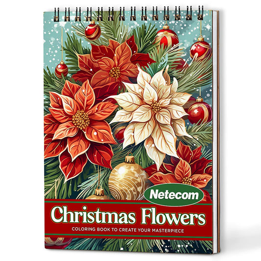 Netecom Christmas Flowers Coloring Book For Adults