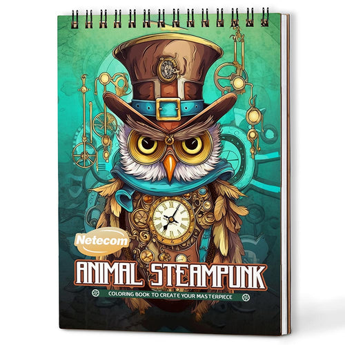 Netecom Animal Steampunk Coloring Book For Adults