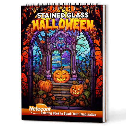 Netecom Stained Glass Halloween Coloring Book For Adults