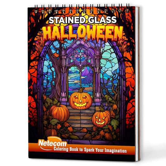 Netecom Stained Glass Halloween Coloring Book For Adults